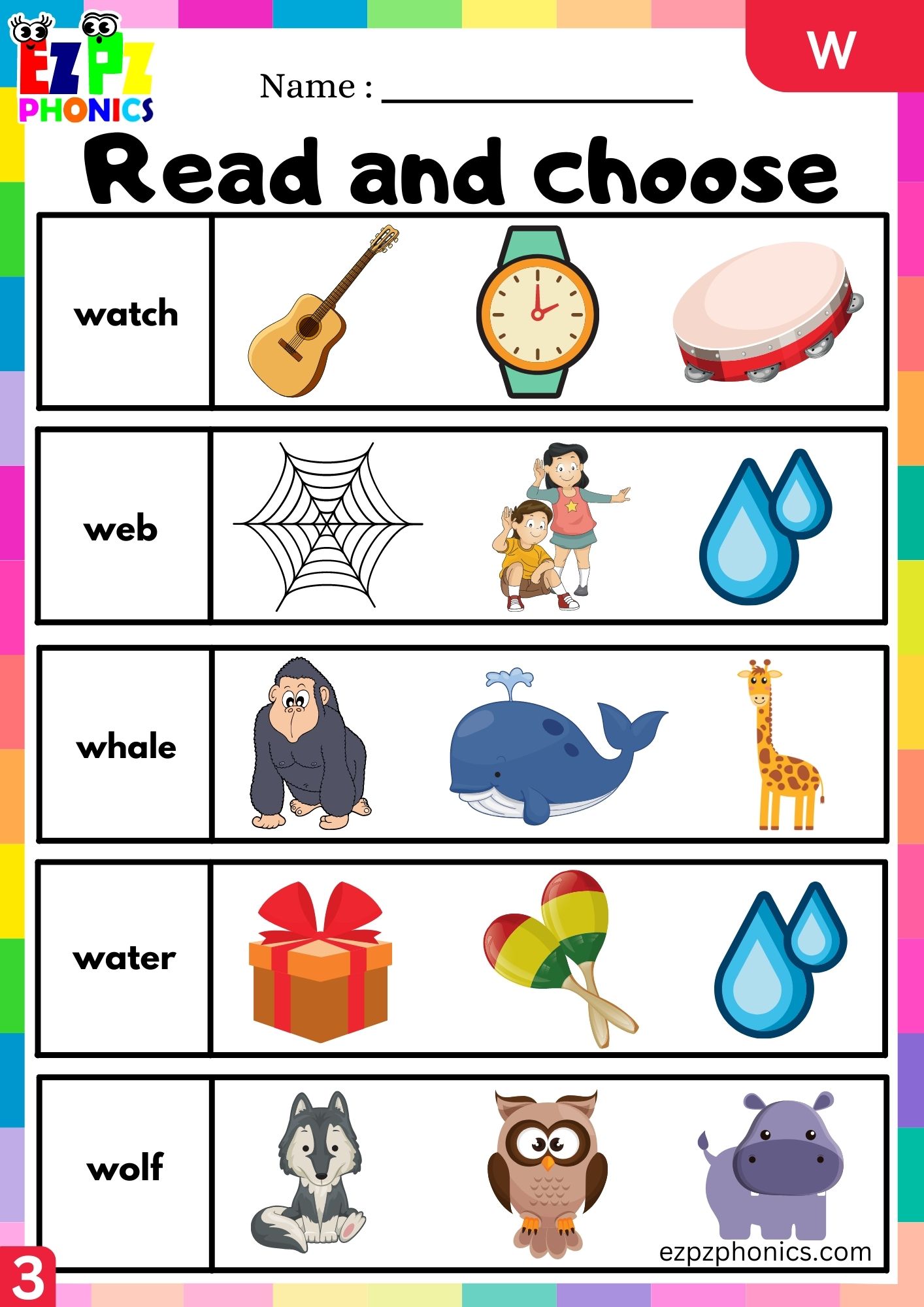 Letter w Read and Choose the Correct Images Group 3